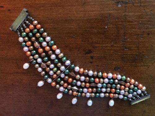 Nancy Chase's Color Inspiration - Autumn Pearls - , Wire Jewelry Design, Design, Flat round copper beads accent each row